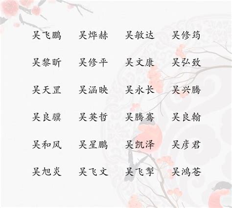 姓吳的名字|吴姓男孩名字大全